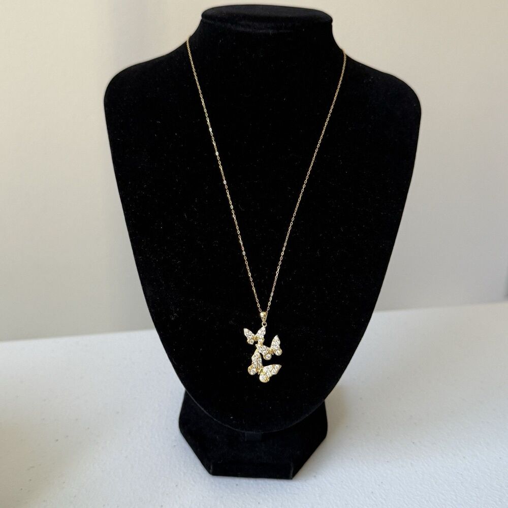 NWT Giani Bernini Gold Tone Sterling Silver Butterfly Pendant Necklace 16” + 2”